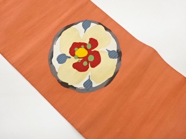 JAPANESE KIMONO / OOBI NAGOYA OBI (LARGE FLOWER PATTERN WOVEN A SPELLE